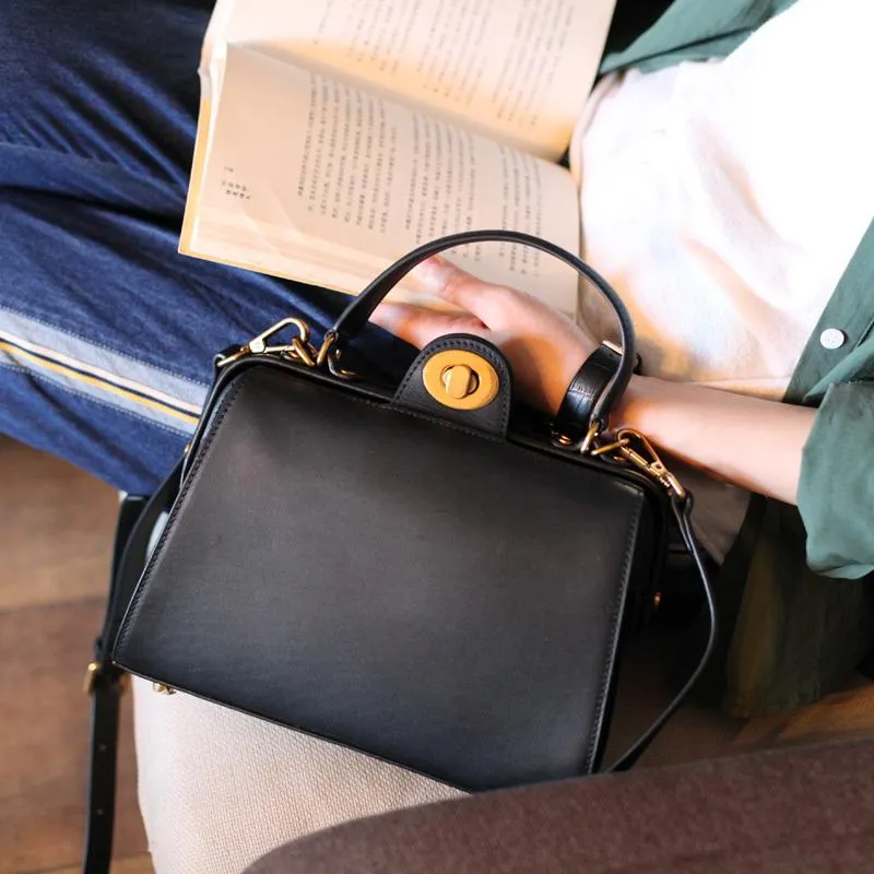 Fashion Womens Brown Leather Handbag Structured Satchel Handbag Brown Leather Shoulder Bag Crossbody Purse
