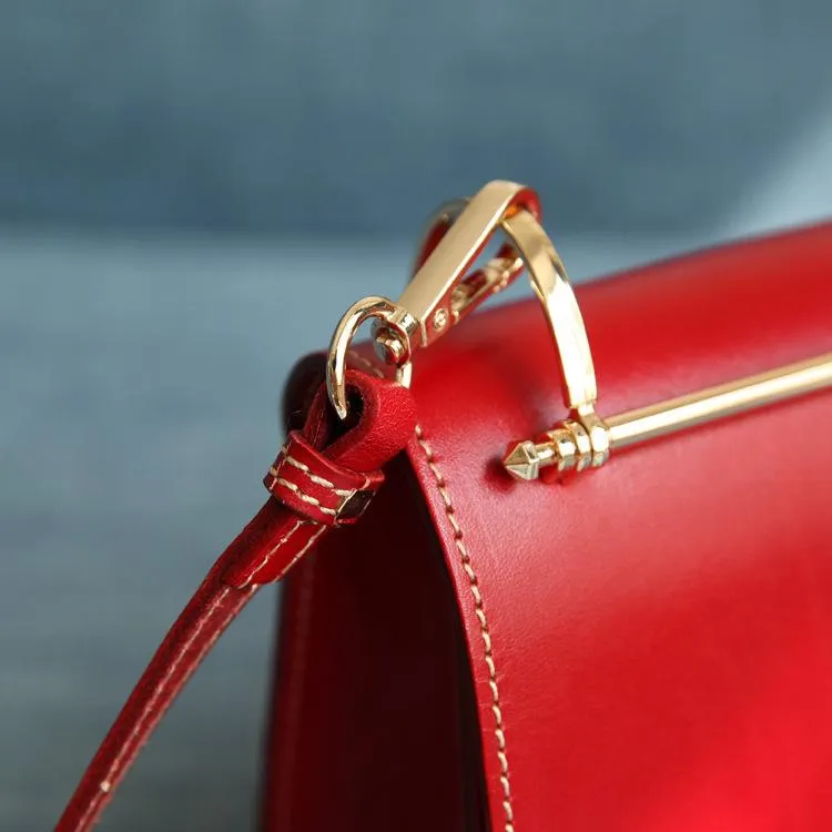 Fashion Womens Coffee Leather Flap Over Handbag Purse Handmade Square Crossbody Bag Shoulder Bag Purse