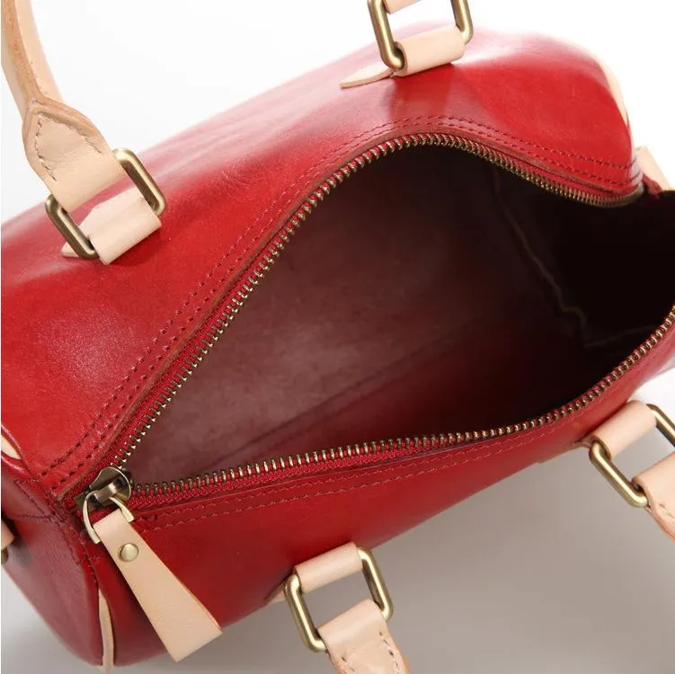 Fashion Womens Coffee Leather Small Boston Handbag Best Coffee Leather Boston Purse Side Bag