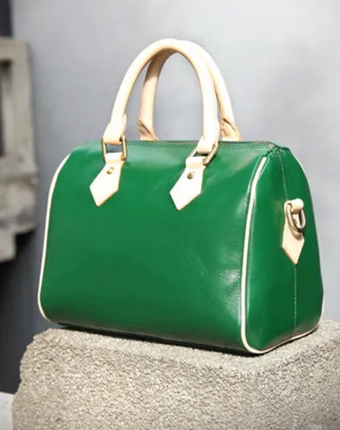 Fashion Womens Coffee Leather Small Boston Handbag Best Coffee Leather Boston Purse Side Bag