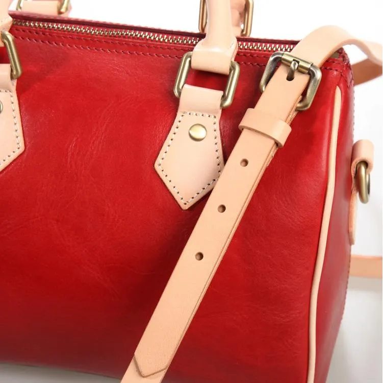 Fashion Womens Coffee Leather Small Boston Handbag Best Coffee Leather Boston Purse Side Bag