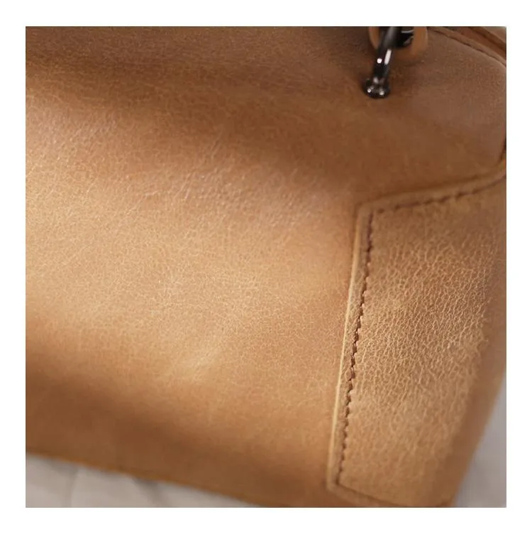 Fashion Women's Small Leather Black Satchel Handbags Brown Cube Square Shoulder Bag Crossbody Bag