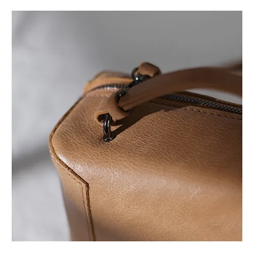 Fashion Women's Small Leather Black Satchel Handbags Brown Cube Square Shoulder Bag Crossbody Bag