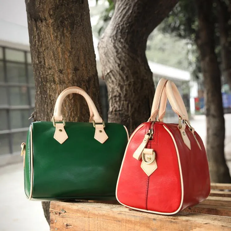 Fashion Womens Tan Leather Small Boston Handbag Best Tan Leather Boston Purse Side Bag
