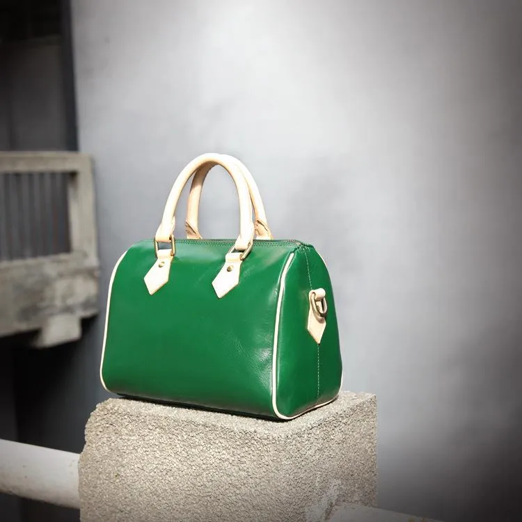 Fashion Womens Tan Leather Small Boston Handbag Best Tan Leather Boston Purse Side Bag