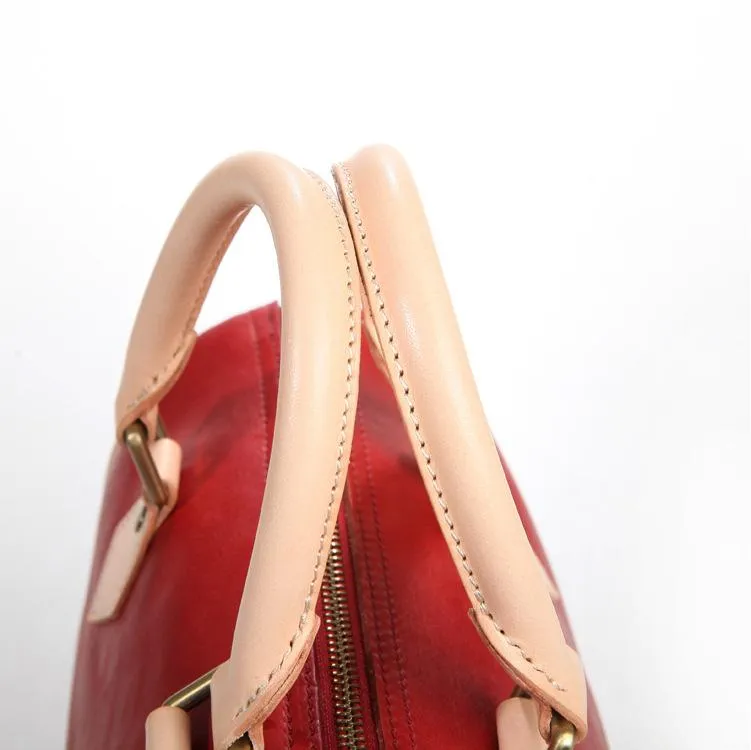 Fashion Womens Tan Leather Small Boston Handbag Best Tan Leather Boston Purse Side Bag