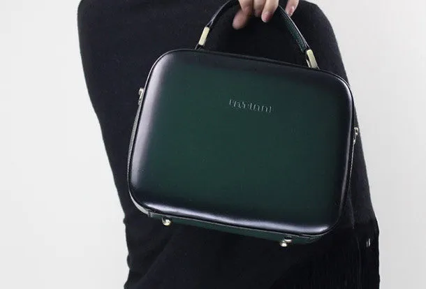 Genuine Leather cube handbag shoulder bag for women leather crossbody bag