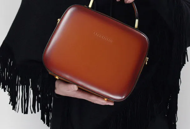 Genuine Leather cube handbag shoulder bag for women leather crossbody bag