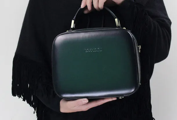 Genuine Leather cube handbag shoulder bag for women leather crossbody bag