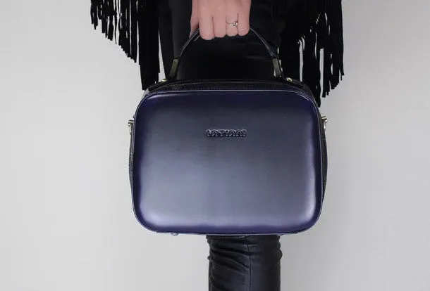 Genuine Leather cube handbag shoulder bag for women leather crossbody bag
