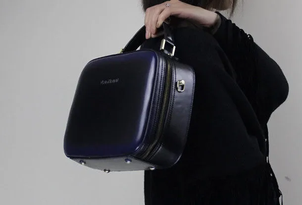 Genuine Leather cube handbag shoulder bag for women leather crossbody bag