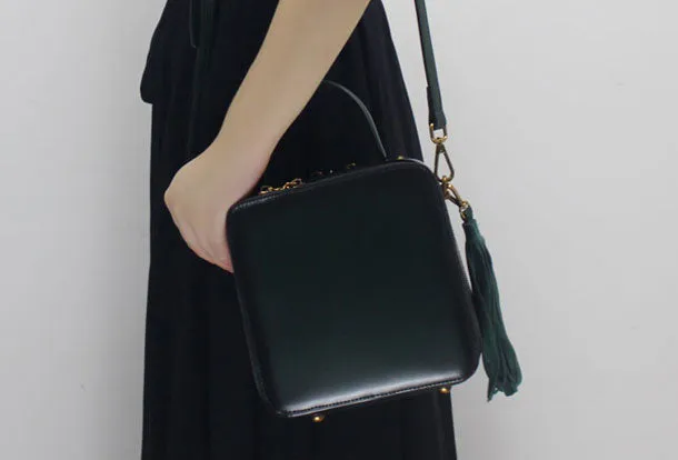 Genuine Leather handbag Cube bag shoulder bag for women leather crossbody bag