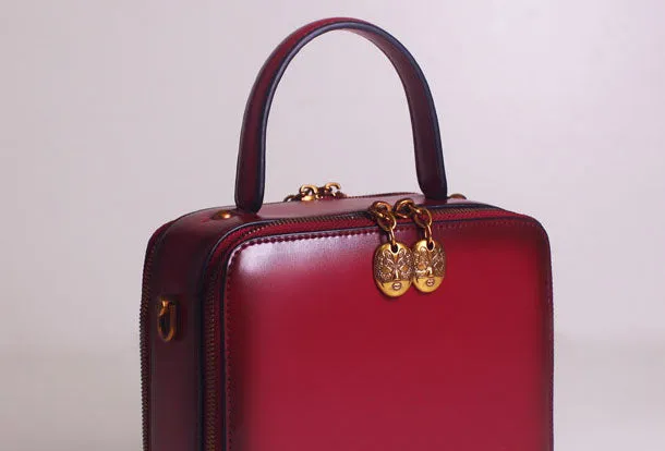 Genuine Leather handbag Cube bag shoulder bag for women leather crossbody bag