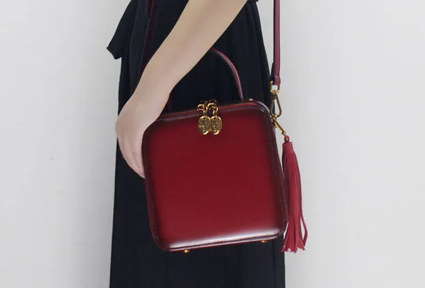 Genuine Leather handbag Cube bag shoulder bag for women leather crossbody bag