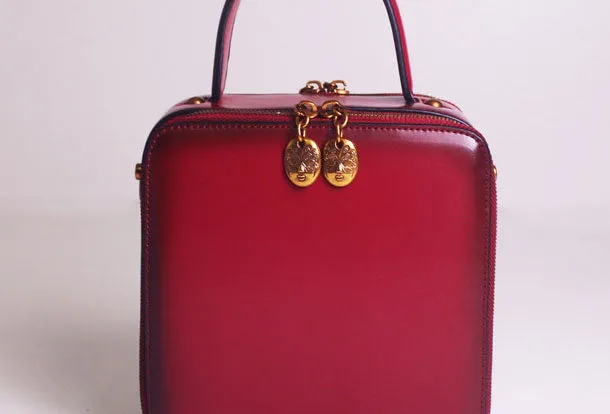 Genuine Leather handbag Cube bag shoulder bag for women leather crossbody bag