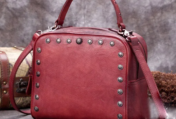 Genuine Leather Handbag Vintage Bag Shoulder Bag Crossbody Bag Clutch Purse For Women