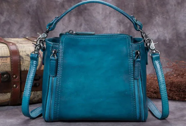 Genuine Leather Handbag Vintage Crossbody Bag Shoulder Bag Purse For Women