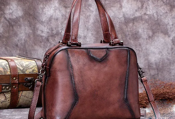 Genuine Leather Handbag Vintage Crossbody Bag Shoulder Bag Purse For Women