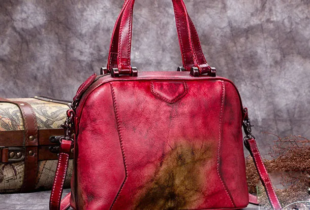 Genuine Leather Handbag Vintage Crossbody Bag Shoulder Bag Purse For Women
