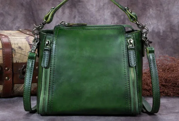 Genuine Leather Handbag Vintage Crossbody Bag Shoulder Bag Purse For Women