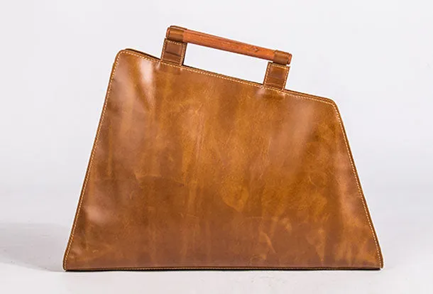 Genuine Leather Handmade Wooden Handbag Bag Shoulder Bag Purse For Women
