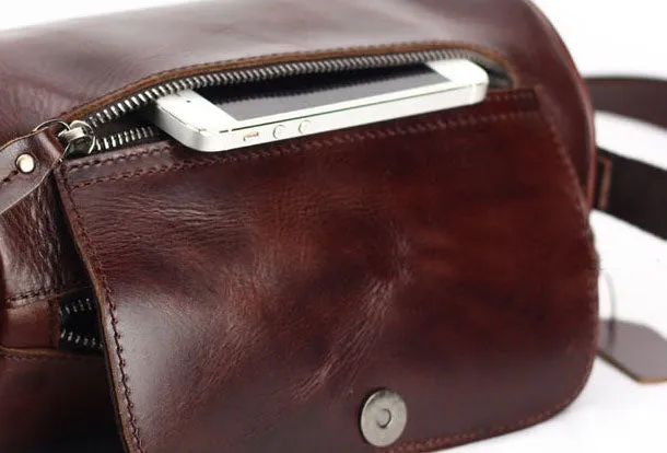 Genuine Leather Mens Chest Bag Cool Sling Bag Messenger Bag Bike Bag Cycling Bag For Men
