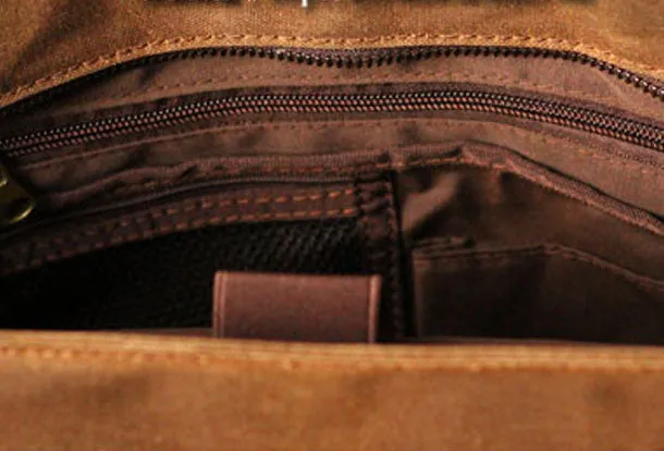 Genuine Leather Mens Cool Canvas Messenger Bag iPad Bag Chest Bag Bike Bag Cycling Bag For Men