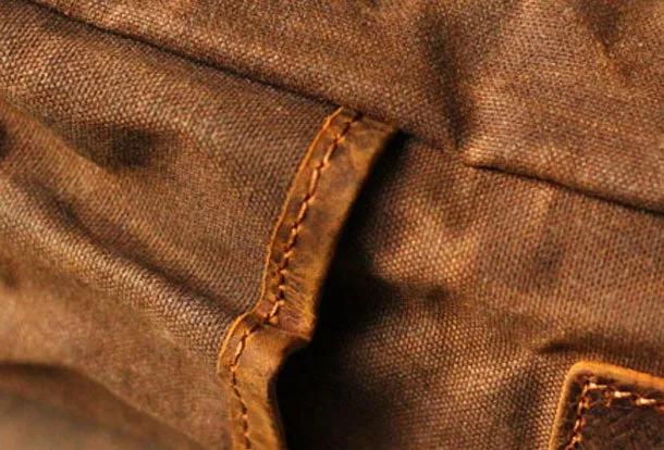 Genuine Leather Mens Cool Canvas Messenger Bag iPad Bag Chest Bag Bike Bag Cycling Bag For Men