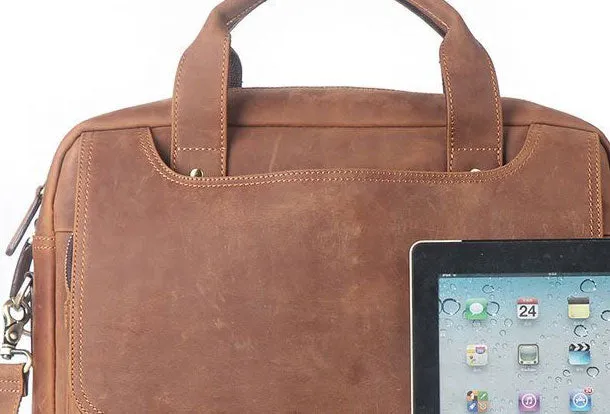 GENUINE LEATHER MENS COOL MESSENGER BAG BRIEFCASE WORK BAG BUSINESS BAG FOR MEN
