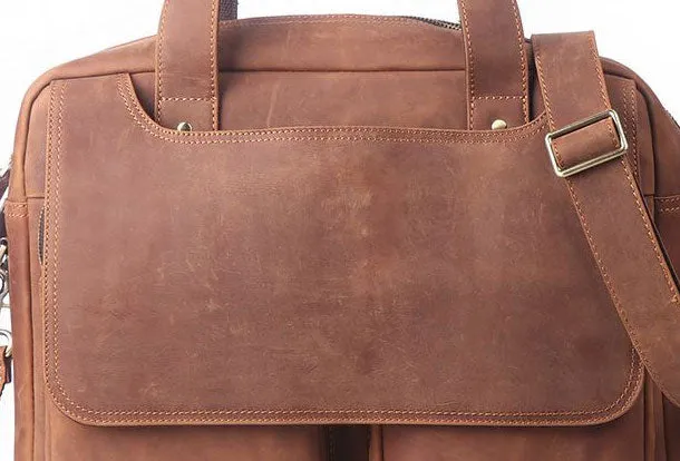 GENUINE LEATHER MENS COOL MESSENGER BAG BRIEFCASE WORK BAG BUSINESS BAG FOR MEN