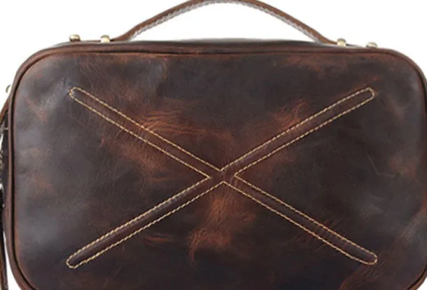 Genuine Leather Mens Cool Messenger Bag iPad Bag Chest Bag Bike Bag Cycling Evelope Cluth Bag For Men