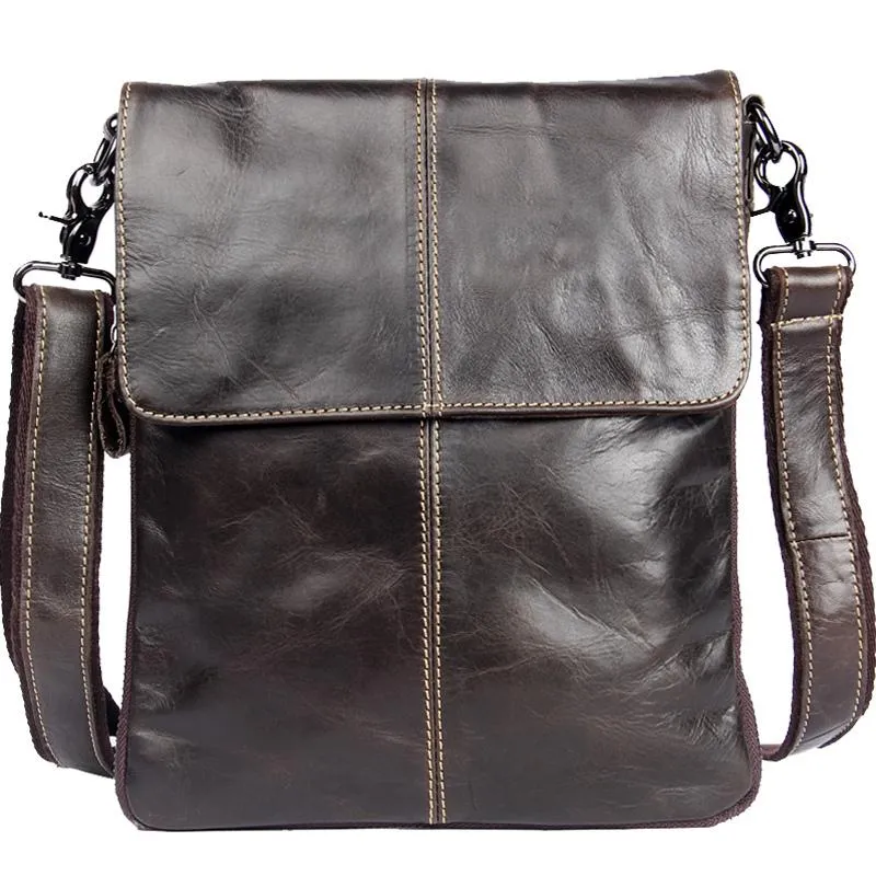 Genuine Leather Mens Cool Small Shoulder Bag Purse Messenger Bag Crossbody Bag for Men