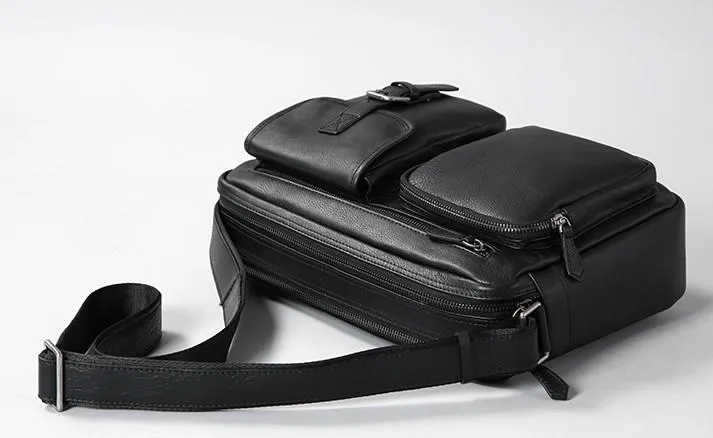 Genuine Leather Mens Cool Small Shoulder Bags Messenger Bag Bike Bag Cycling Bag for men