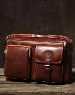Genuine Leather Mens Cool Small Shoulder Bags Messenger Bag Bike Bag Cycling Bag for men