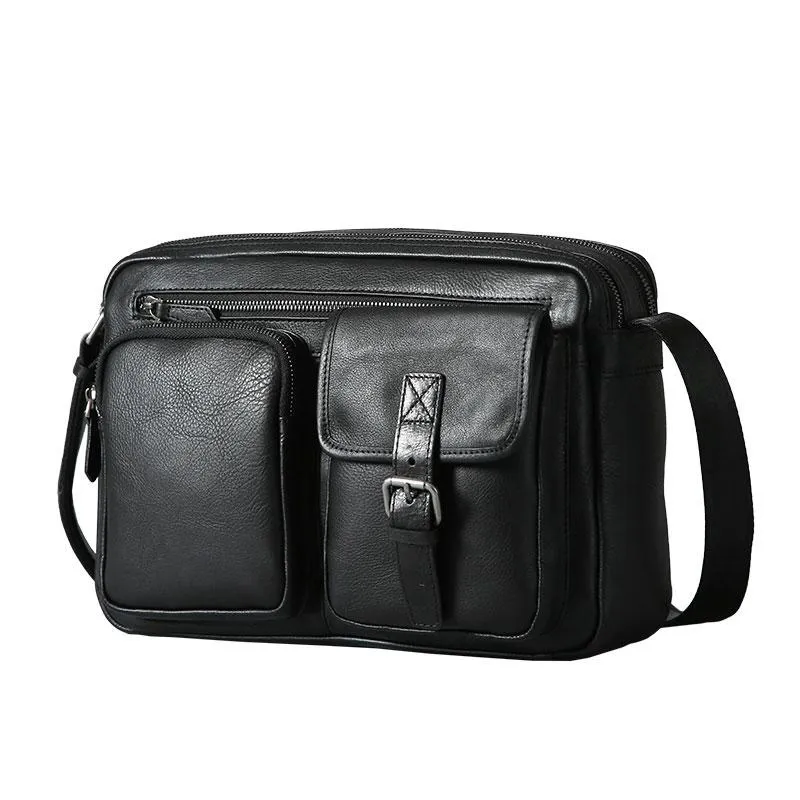 Genuine Leather Mens Cool Small Shoulder Bags Messenger Bag Bike Bag Cycling Bag for men