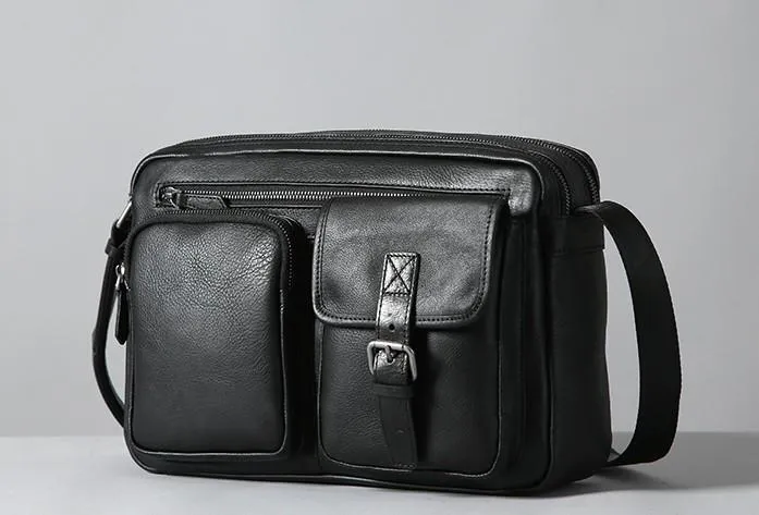 Genuine Leather Mens Cool Small Shoulder Bags Messenger Bag Bike Bag Cycling Bag for men