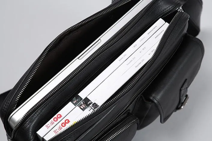 Genuine Leather Mens Cool Small Shoulder Bags Messenger Bag Bike Bag Cycling Bag for men