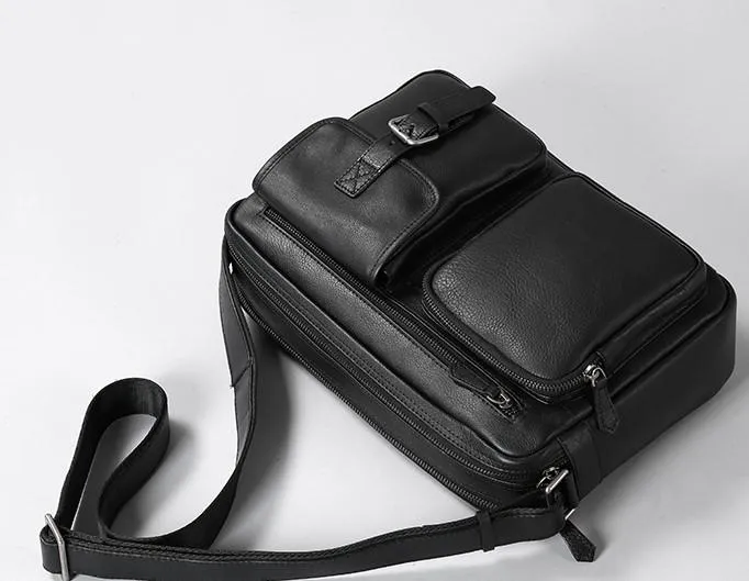 Genuine Leather Mens Cool Small Shoulder Bags Messenger Bag Bike Bag Cycling Bag for men