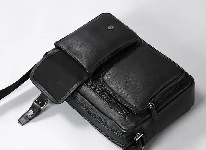Genuine Leather Mens Cool Small Shoulder Bags Messenger Bag Bike Bag Cycling Bag for men