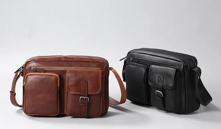 Genuine Leather Mens Cool Small Shoulder Bags Messenger Bag Bike Bag Cycling Bag for men