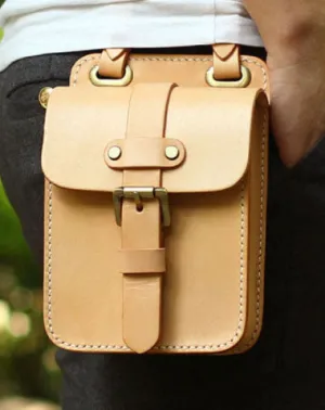 Genuine Leather Mens Hip Bag Cool Waist Bag iPad Bag  Bike Bag Cycling Bag For Men