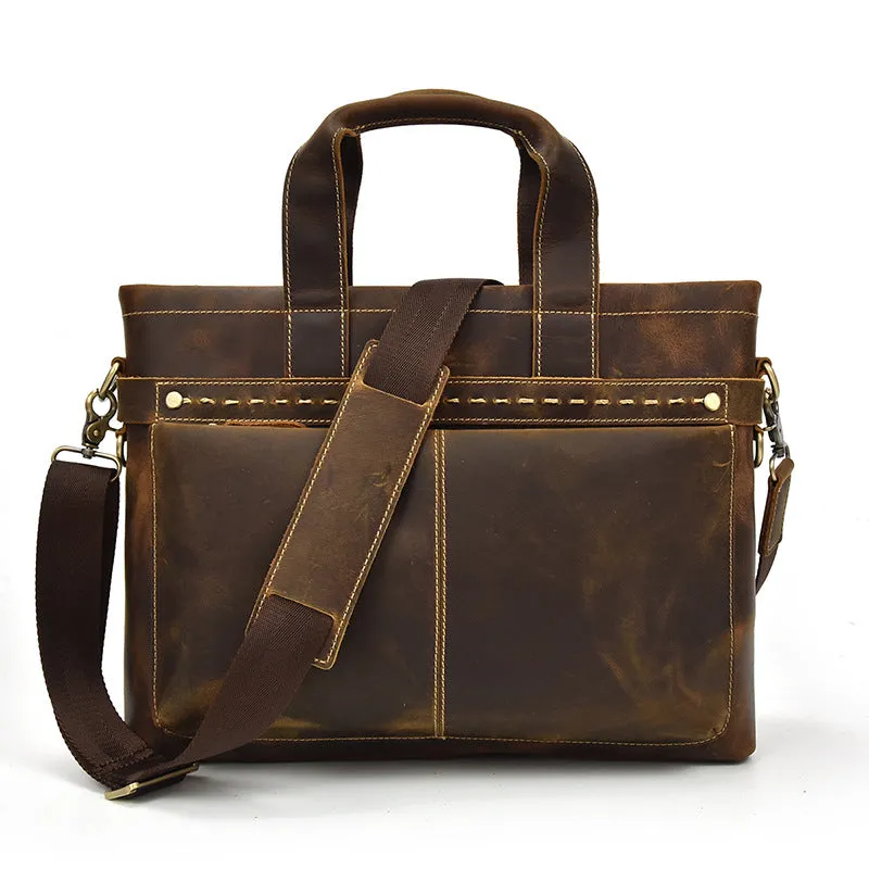 GENUINE LEATHER MENS Vintage Brown COOL MESSENGER BAG BRIEFCASE WORK BAG BUSINESS BAG FOR MEN