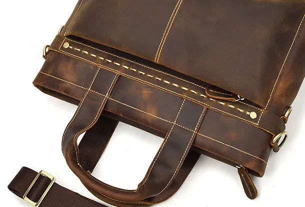 GENUINE LEATHER MENS Vintage Brown COOL MESSENGER BAG BRIEFCASE WORK BAG BUSINESS BAG FOR MEN