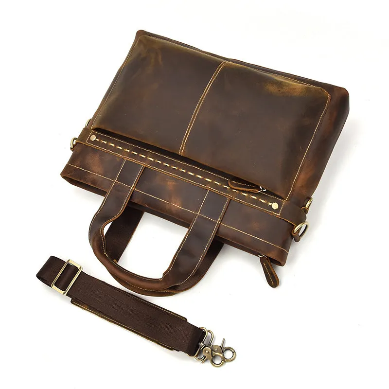 GENUINE LEATHER MENS Vintage Brown COOL MESSENGER BAG BRIEFCASE WORK BAG BUSINESS BAG FOR MEN