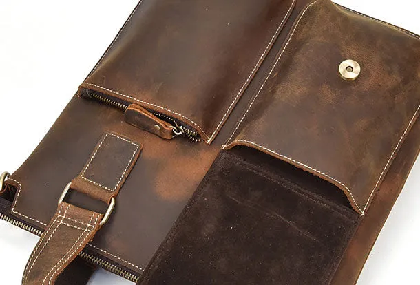 Genuine Leather Messenger Bag Briefcase Bag Cross Body Cool For Men