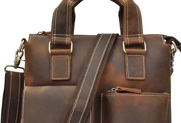 Genuine Leather Messenger Bag Briefcase Bag Cross Body Cool For Men