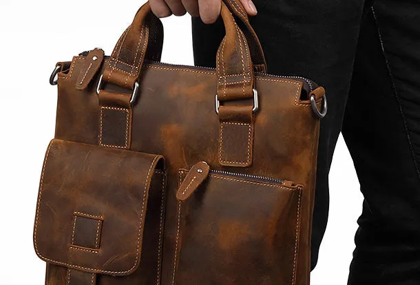Genuine Leather Messenger Bag Briefcase Bag Cross Body Cool For Men