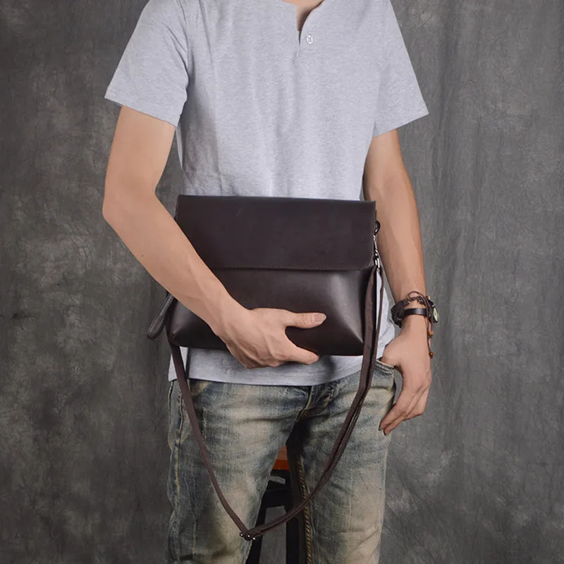 Genuine Leather messenger bag clutch leather men phone pad zip clutch vintage wallet for men