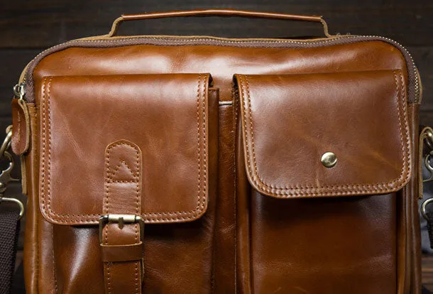 Genuine Leather Messenger Bag Cool Chest Bag Crossbody Bag Travel Bag Hiking Bag for men