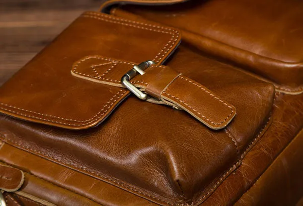 Genuine Leather Messenger Bag Cool Chest Bag Crossbody Bag Travel Bag Hiking Bag for men